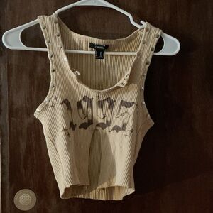 Forever 21 Tan Graphic Crop Top